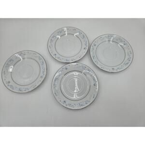 Noritake Carolyn 2693 Tea Cup Saucer Set 4 Platinum Trim EUC